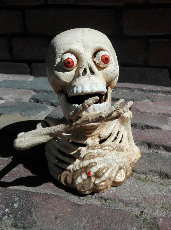 Gietijzer mechanische spaarpotten GAAF compleet gietijzeren, Antiek en Kunst, Curiosa en Brocante, Ophalen of Verzenden