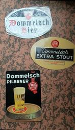 3 blikken Dommelsch bier bordjes, Ophalen of Verzenden, Gebruikt, Reclamebord, Plaat of Schild, Overige merken