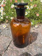 Bruine glazen vintage apothekers fles met stop 19 cm x 8 cm, Ophalen of Verzenden