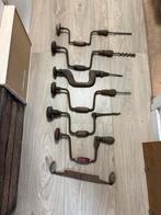Set van 7 antieke handboren boorzwengels vintage gereedschap, Antiek en Kunst, Antiek | Gereedschap en Instrumenten, Verzenden