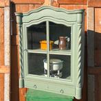 Vitrine kast 1930 groen sier pronk 76 x 38,5 x 86,5 cm hang, Huis en Inrichting, Kasten | Vitrinekasten, Ophalen, Glas, Brocante landelijk