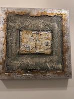 Moderne abstracte schilderij in goud en zilver – Stan”, Ophalen of Verzenden, Zo goed als nieuw
