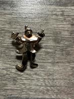 Pierrot Clown zilverkleurige broche, bewegen, 3 cm lang, Ophalen of Verzenden, Gebruikt, Zilver, Overige materialen