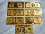 Set gouden Amerikaanse dollars, 1 t/m 100 US dollar, Ophalen of Verzenden, Bankbiljetten