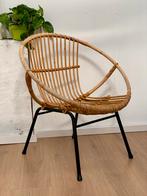 Vintage Rotan Stoel met Metalen Poten, Ophalen of Verzenden