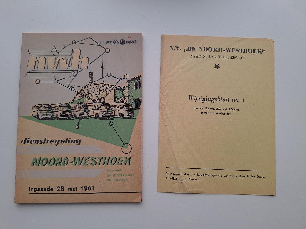 NOORD - WESTHOEK DIENSTREGELING INGAANDE - 28 MEI 1961, Verzamelen, Spoorwegen en Tramwegen, Gebruikt, Bus of Metro, Boek of Tijdschrift