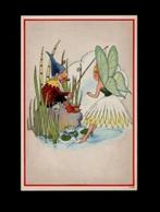 Ansichtkaart Elfje Kabouter aan het Vissen Waterlelie., Verzamelen, Ansichtkaarten | Themakaarten, Ophalen of Verzenden, 1920 tot 1940