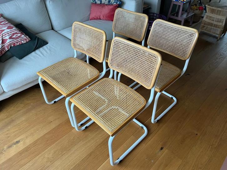4x webbing stoelen / thonet cesca (Marcel Breuer B.32), Huis en Inrichting, Stoelen, Zo goed als nieuw, Vier, Metaal, Riet of Rotan