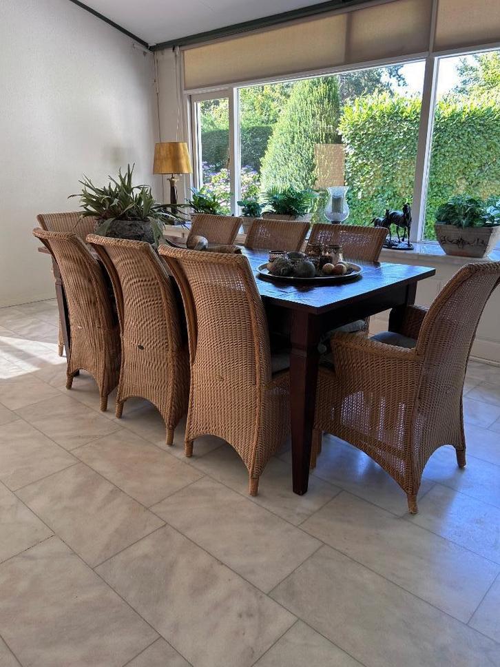 Eettafel met 8 stoelen, Huis en Inrichting, Tafels | Eettafels, Gebruikt, 50 tot 100 cm, 150 tot 200 cm, Vijf personen of meer