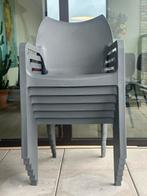 Solide tuinstoelen - mooi design - grijs - 6 stuks, Ophalen, Zo goed als nieuw, Kunststof, Stapelbaar
