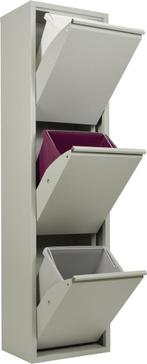 Prullenbak 3 vakken–Afvalem 45Lt-Wit-Grıjs-Zwart-33x136x25cm, Ophalen, Nieuw, 40 liter of meer, Metaal
