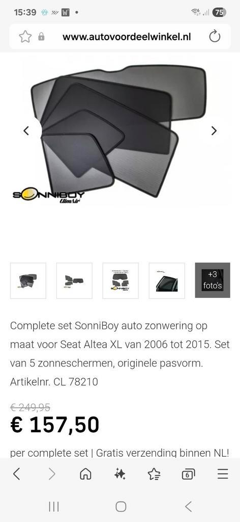 Sonniboy zonwering set voor Seat Altea XL, Auto-onderdelen, Ruiten en Toebehoren, Seat, Gebruikt, Ophalen of Verzenden