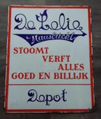 Om 1925 Groot Emaille Bord Stoomwasserij De Lelie Maastricht, Antiek en Kunst, Antiek | Emaille, Ophalen of Verzenden