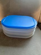 Tupperware stapel drie vleeswaren doos, Blauw, Schaal, Ophalen of Verzenden, Zo goed als nieuw