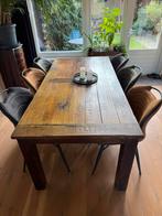 Rustieke houten eettafel 200x95cm, Huis en Inrichting, Tafels | Eettafels, Ophalen, Gebruikt, 50 tot 100 cm, Vijf personen of meer