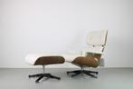 Vitra Eames Lounge Chairs , Noten, wit leder, Metaal, Nieuw, 75 tot 100 cm, Minder dan 75 cm