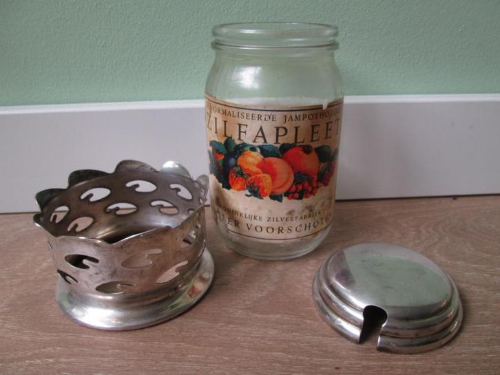 Begeer Voorschoten ZILFA PLEET Jampot in Houder met Label, Antiek en Kunst, Curiosa en Brocante, Ophalen of Verzenden