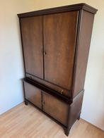 Vintage Houten Kast – Donker Hout 2-delig, Ophalen