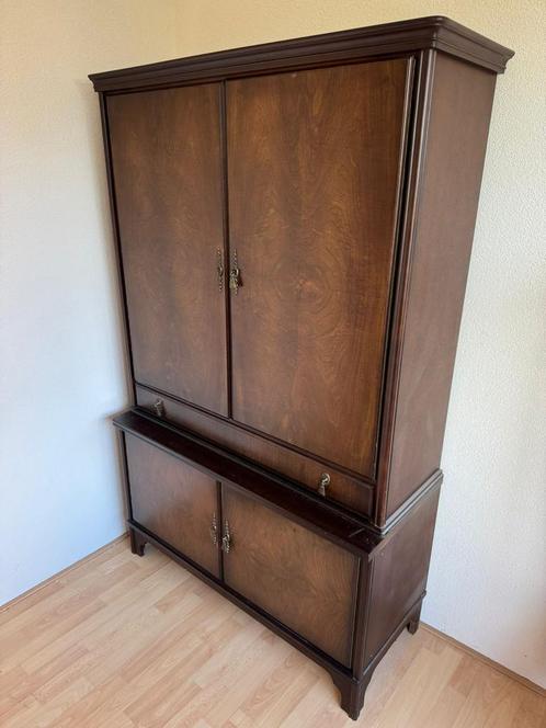 Vintage Houten Kast – Donker Hout 2-delig, Antiek en Kunst, Antiek | Meubels | Kasten, Ophalen
