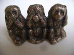 3 metalen apen horen zien en zwijgen 5cm langx3hoog, Antiek en Kunst, Ophalen of Verzenden