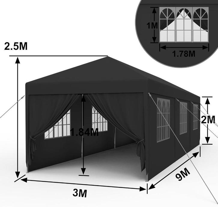 Partytent Paviljoen 3x3 3x6 3x9m met zijwanden Nieuw, Tuin en Terras, Partytenten, Nieuw, Paviljoen, Minder dan 5 meter, Minder dan 4 meter