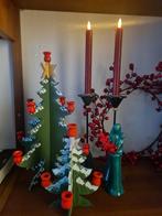 Vintage, antieke houten zweedse kerstboom, spar, kandelaar, Diversen, Kerst, Ophalen of Verzenden, Gebruikt