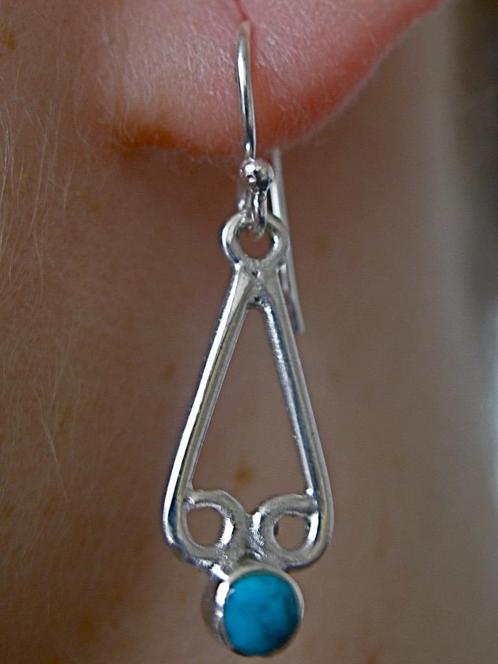 Zilveren 925 zilver oorhangers mooi bewerkt met turkoois, Sieraden, Tassen en Uiterlijk, Oorbellen, Nieuw, Hangers, Zilver, Blauw