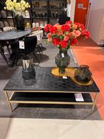 Tv-meubel gouden frame met zwart Hexagon blad, Ophalen, 100 tot 150 cm, Nieuw, 50 tot 100 cm
