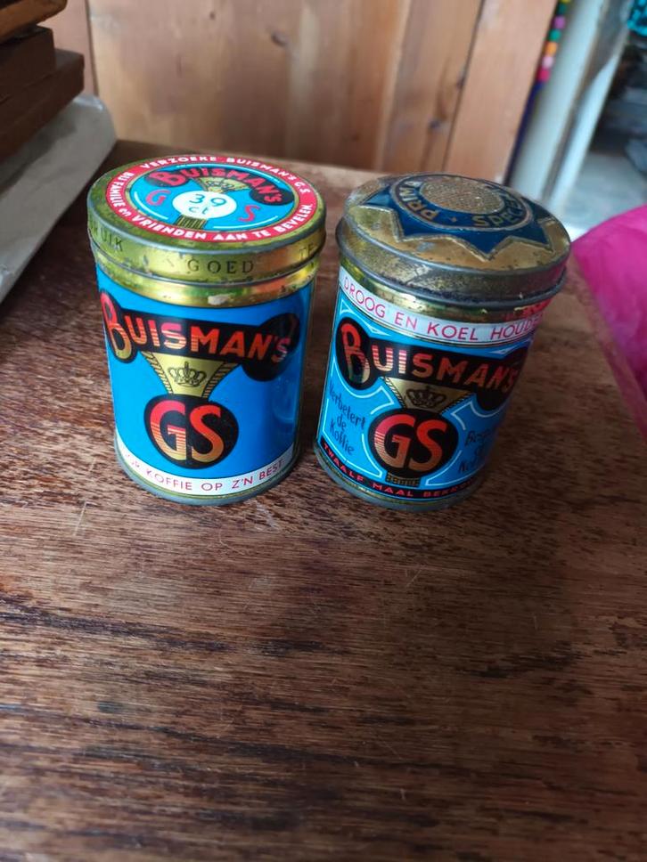 Oude Buisman's Koffie Blikjes, Verzamelen, Blikken, Gebruikt, Koffie, Overige merken, Ophalen of Verzenden