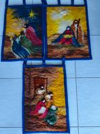Drie wandkleden  kerstsfeer.. gevilld handgemaakt. Kerst, Ophalen of Verzenden, Figuurtje(s), Wolvilt
