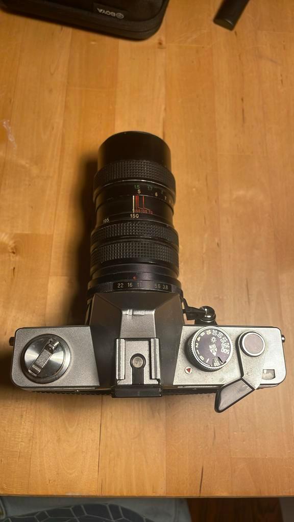 Praktica super tl3 met vivitar 70-150 mm lens, Audio, Tv en Foto, Fotocamera's Analoog, Gebruikt, Spiegelreflex, Overige Merken