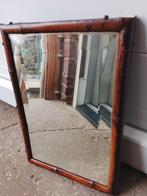 Antiek spiegeltje met bamboe frame, Antiek en Kunst, Verzenden, Rechthoekig, Minder dan 50 cm, Minder dan 100 cm