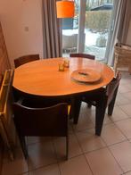 Leolux uitschuifbare houten tafel met schuifkast, Ophalen, Gebruikt, 4 tot 6 stoelen