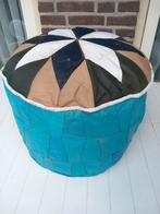 Vintage leren  / lederen poef, Minder dan 50 cm, Rond, Nieuw, Minder dan 50 cm