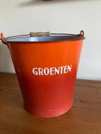 Vintage oranje geëmailleerde groenten-emmer, Ophalen of Verzenden