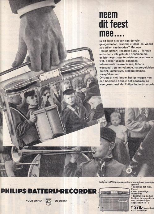Retro reclame 1963 Philips bandrecorder volksfeest, Verzamelen, Retro, Ophalen of Verzenden