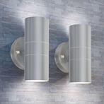 LED wandlamp voor buiten op-/neerwaarts licht RVS | 2 stuks, Verzenden, Minder dan 50 watt, Wandlamp, Waterbestendig