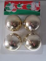 vintage kerstballen 4 gouden plastic kerstballen ongebruikt, Ophalen of Verzenden, Nieuw