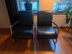 zwarte leren stoelen, Ophalen, Zo goed als nieuw, 75 tot 100 cm, 50 tot 75 cm