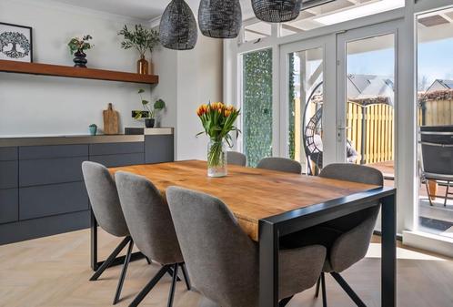 Mangohouten industriële eetkamer tafel, absoluut nieuwstaat, Huis en Inrichting, Tafels | Eettafels, Zo goed als nieuw, 50 tot 100 cm