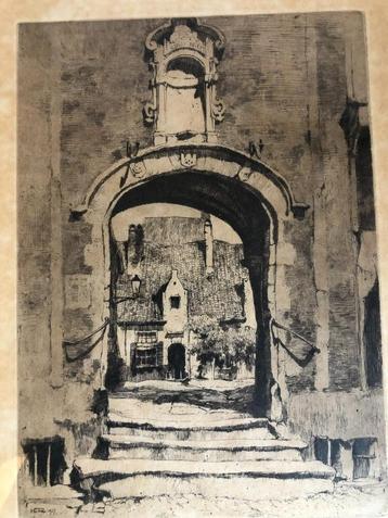  H. E. Roodenburg 1927 ets van Oud Hofje no 51 beschikbaar voor biedingen