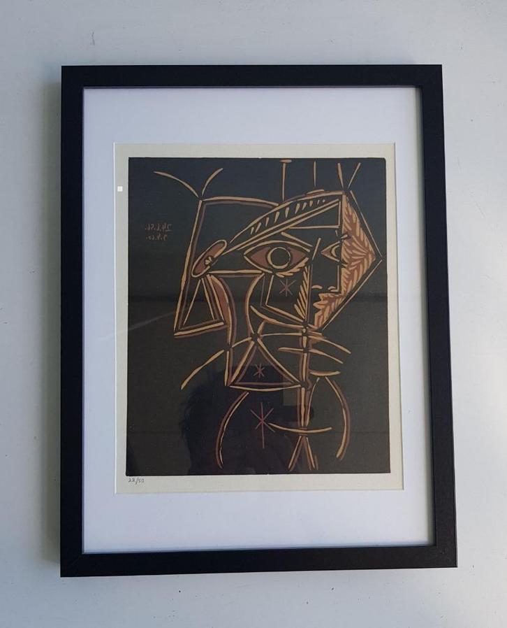 Picasso Female Bust Linocut Genummerd, Antiek en Kunst, Kunst | Litho's en Zeefdrukken, Ophalen of Verzenden