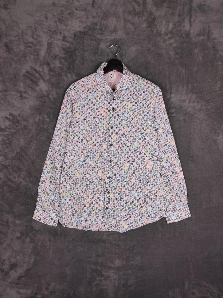 R2 Amsterdam Overhemd 42 16.5 Print Patroon, Kleding | Heren, Overhemden, Zo goed als nieuw, Halswijdte 41/42 (L), Blauw, Ophalen of Verzenden