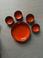 Noten schaatjes Setje van 5 rode oude keramiek schaaltjes, Ophalen, Keramiek, Effen, Schaal of Schalen