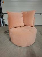 Zacht roze ronde fauteuil stoel met 2 losse kussens, Ophalen, Gebruikt, Minder dan 75 cm, 75 tot 100 cm