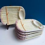 Brocante barbotine aardewerk asperge borden, 6 stuks, Antiek en Kunst, Ophalen of Verzenden