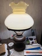 Vintage Tafellamp met Houten Voet, Ophalen, Brons