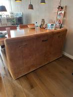 Bank bruin suede met wielen, Huis en Inrichting, Gebruikt, Driepersoons, 75 tot 100 cm, Ophalen of Verzenden