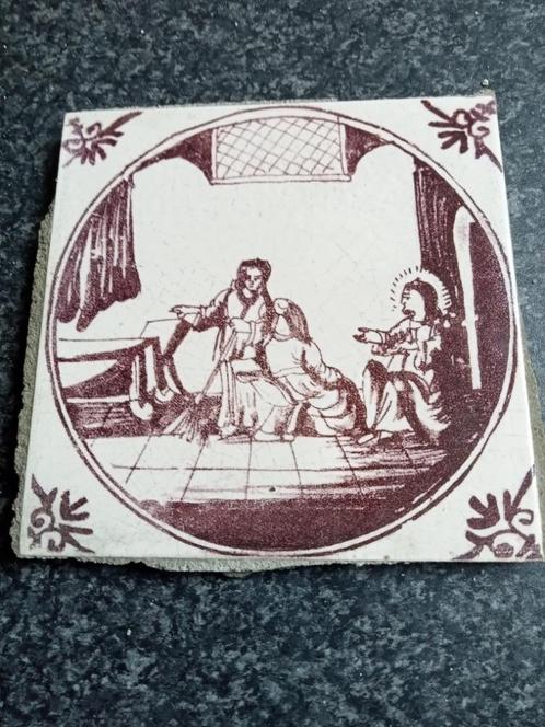 antieke18th eeuwse delftse mangaan tegeltjes bijbelse voorst, Antiek en Kunst, Antiek | Religie, Ophalen of Verzenden