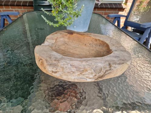 Rustieke houten schaal, Huis en Inrichting, Woonaccessoires | Schalen en Manden, Gebruikt, Schaal, Ovaal, Hout, Ophalen